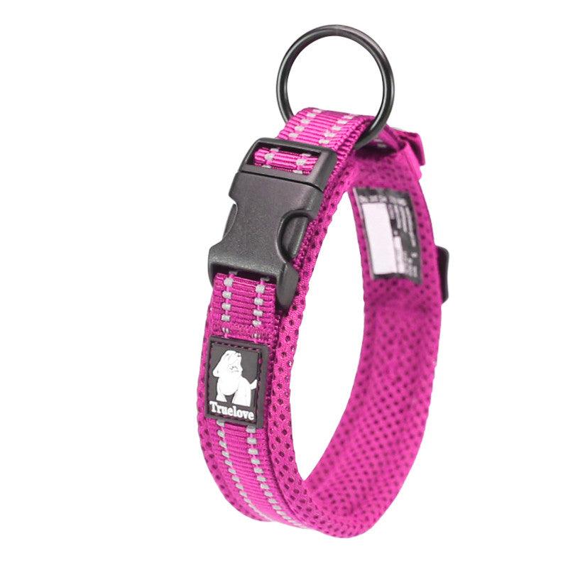 Reflective Mesh Dog Collar With Stainless Steel Buckle - Anti Strangulation Safety For Night Walks