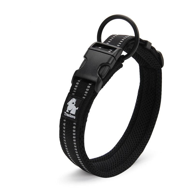 Reflective Mesh Dog Collar With Stainless Steel Buckle - Anti Strangulation Safety For Night Walks