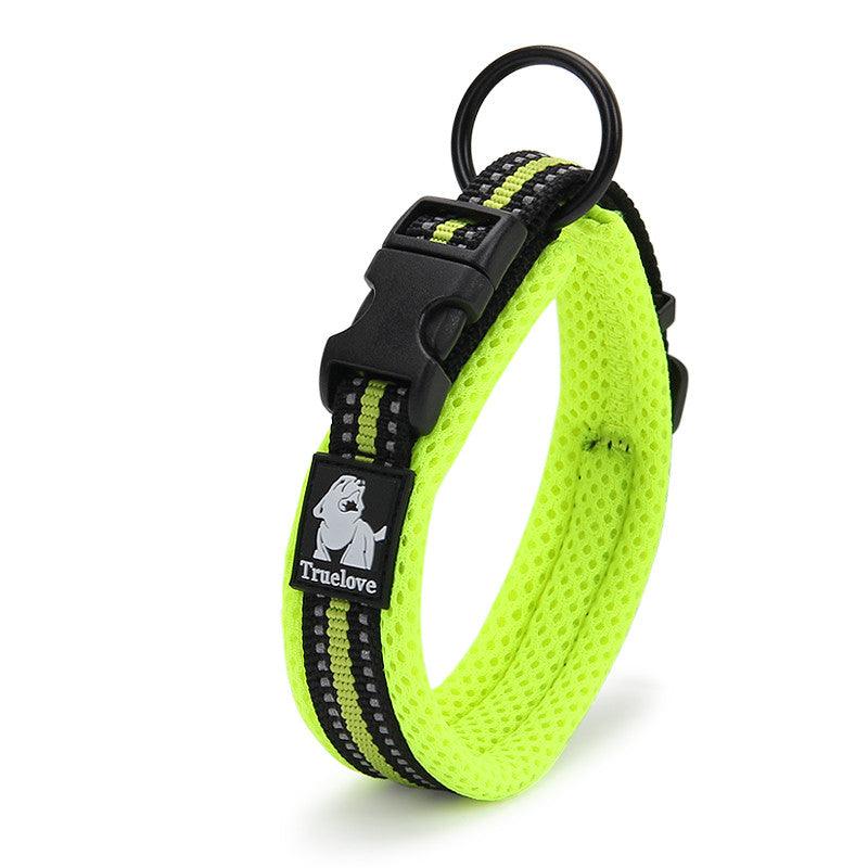 Reflective Mesh Dog Collar With Stainless Steel Buckle - Anti Strangulation Safety For Night Walks