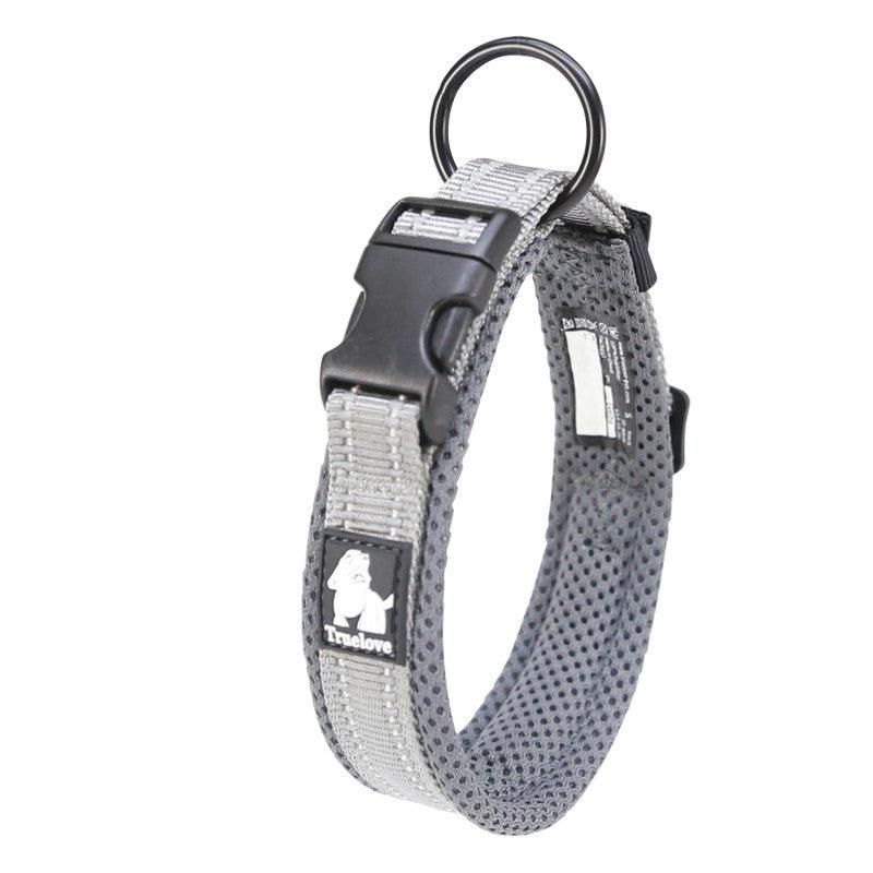 Reflective Mesh Dog Collar With Stainless Steel Buckle - Anti Strangulation Safety For Night Walks