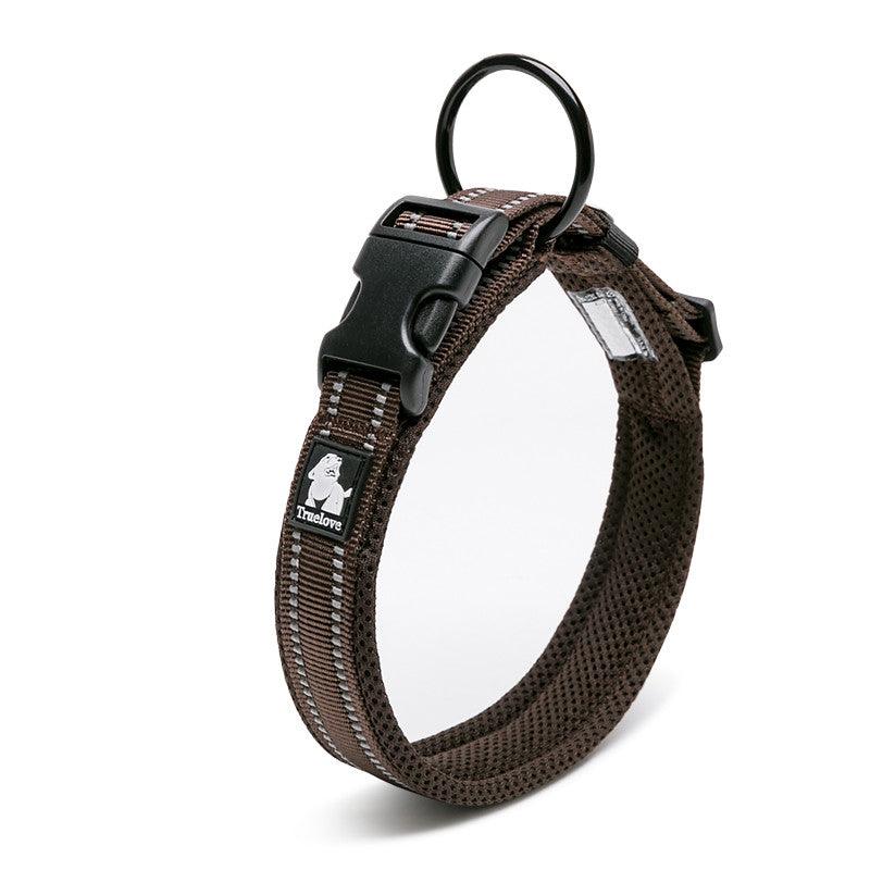 Reflective Mesh Dog Collar With Stainless Steel Buckle - Anti Strangulation Safety For Night Walks