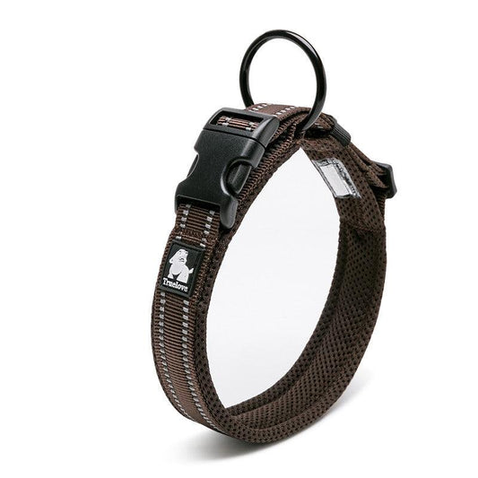 Reflective Mesh Dog Collar With Stainless Steel Buckle - Anti Strangulation Safety For Night Walks