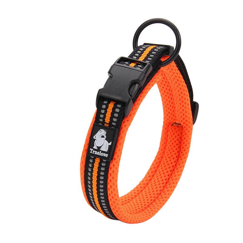 Reflective Mesh Dog Collar With Stainless Steel Buckle - Anti Strangulation Safety For Night Walks