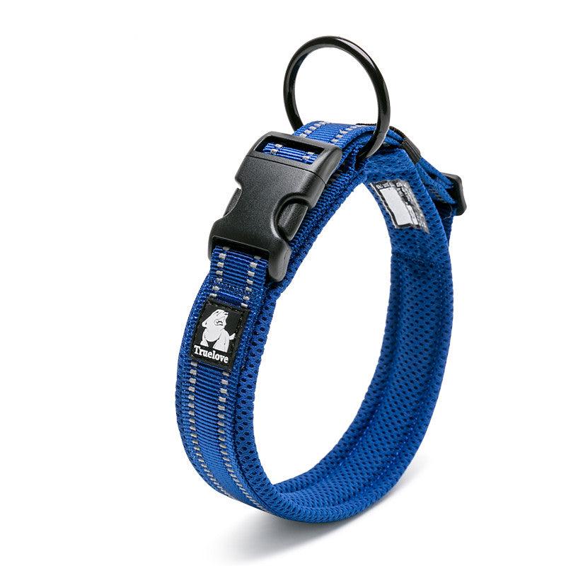 Reflective Mesh Dog Collar With Stainless Steel Buckle - Anti Strangulation Safety For Night Walks
