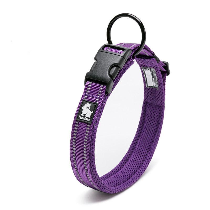 Reflective Mesh Dog Collar With Stainless Steel Buckle - Anti Strangulation Safety For Night Walks