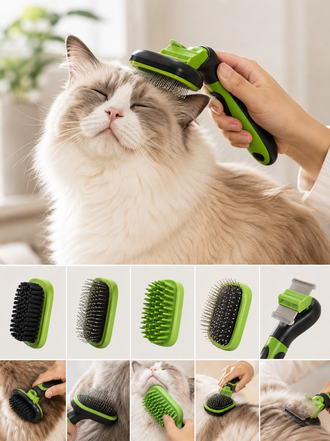 5-in-1 Pet Grooming Brush – Remove Loose Fur Effortlessly